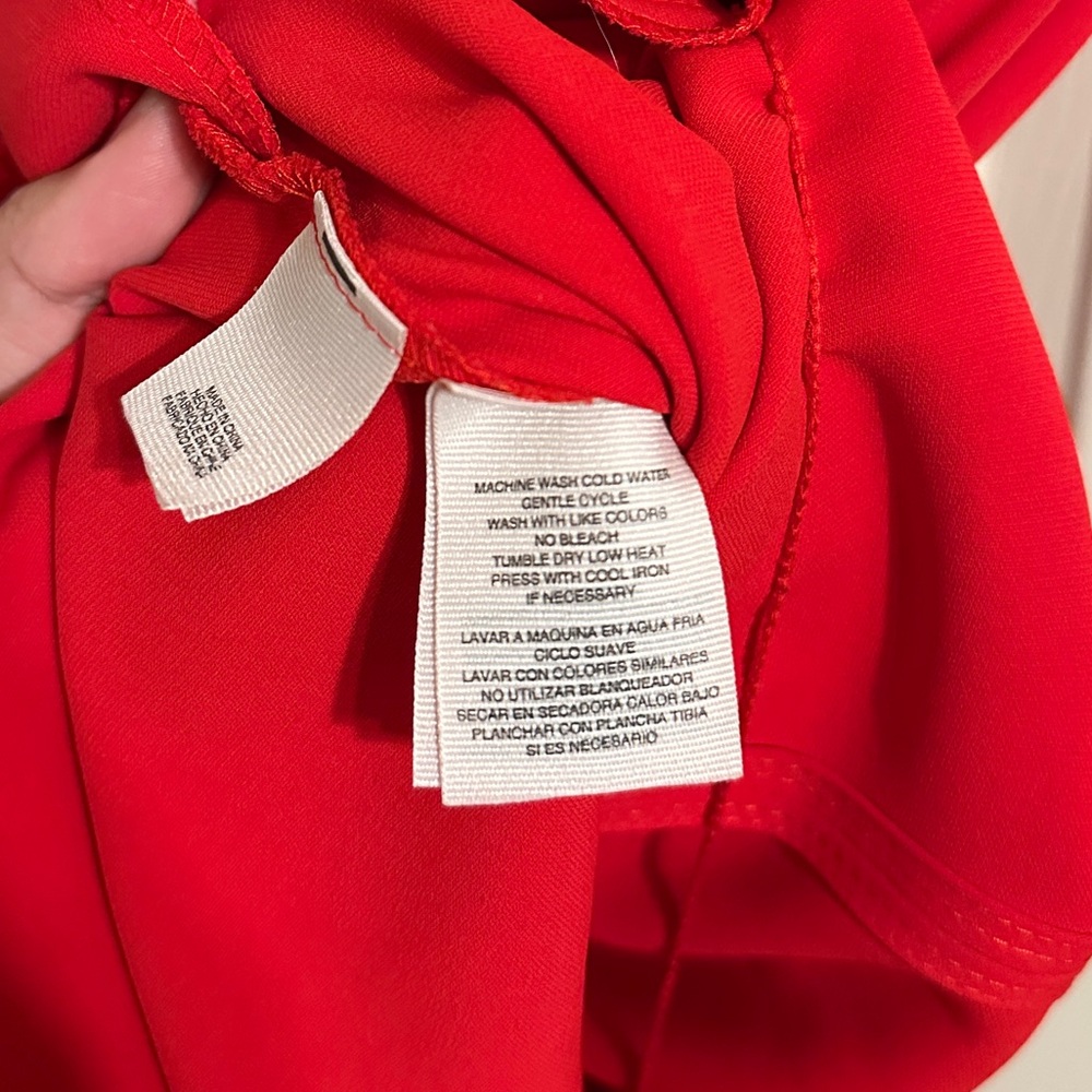 Rachel by Rachel Roy Sleeveless High Low V-Neck Shift Dress, Red, Size M - Picture 6 of 7